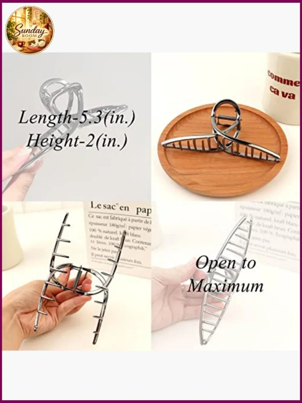 3 Pcs Oversize Metal Butterfly Hair Clips for Long Thick Hair
